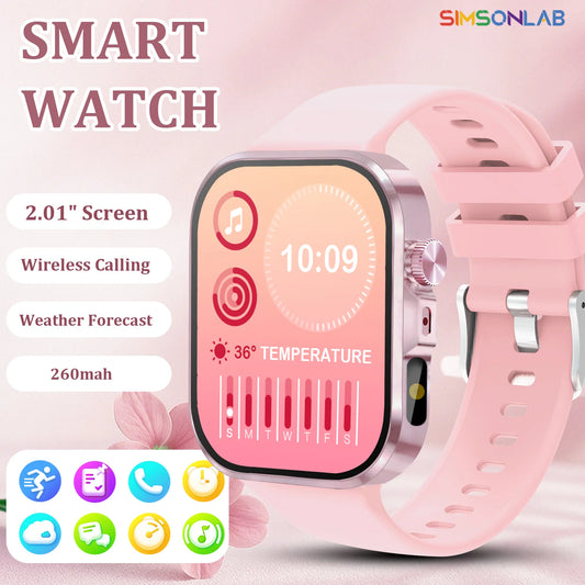 2026 New Hot Smartwatch 2.01 Screen Voice Assistant Bluetooth Call Phone Answer Sport Fitness Tracker Men Women for Android/IOS