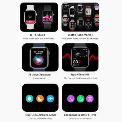 CT7 1.7 inch Color Screen Smart Watch,Support Heart Rate Monitoring/Blood Pressure Monitoring