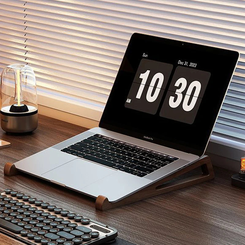 Z. Wooden Laptop Stand Ergonomic PortableTriangular Design Desk Riser For Cooling Reading Office Accessory