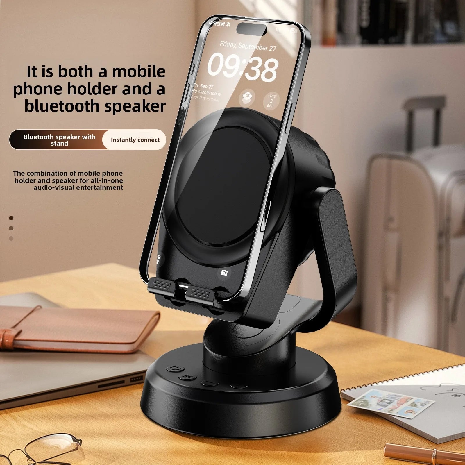Multifunctional Smart Phone Stand with Sensor Bluetooth Speaker, Stereo for Phone & Tablet, Bedside Essential