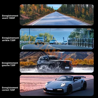 4 Lens Dashcam 360° Rotatable 1080P Video Recorder for Car DVR 3LEN ，Dvr car Night Vision Car Recording Camera Car Assecoriesda