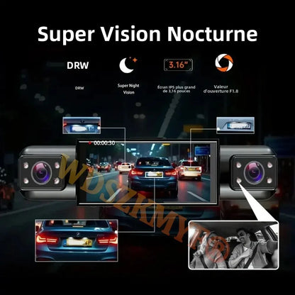 4 Lens Dashcam 360° Rotatable 1080P Video Recorder for Car DVR 3LEN ，Dvr car Night Vision Car Recording Camera Car Assecoriesda