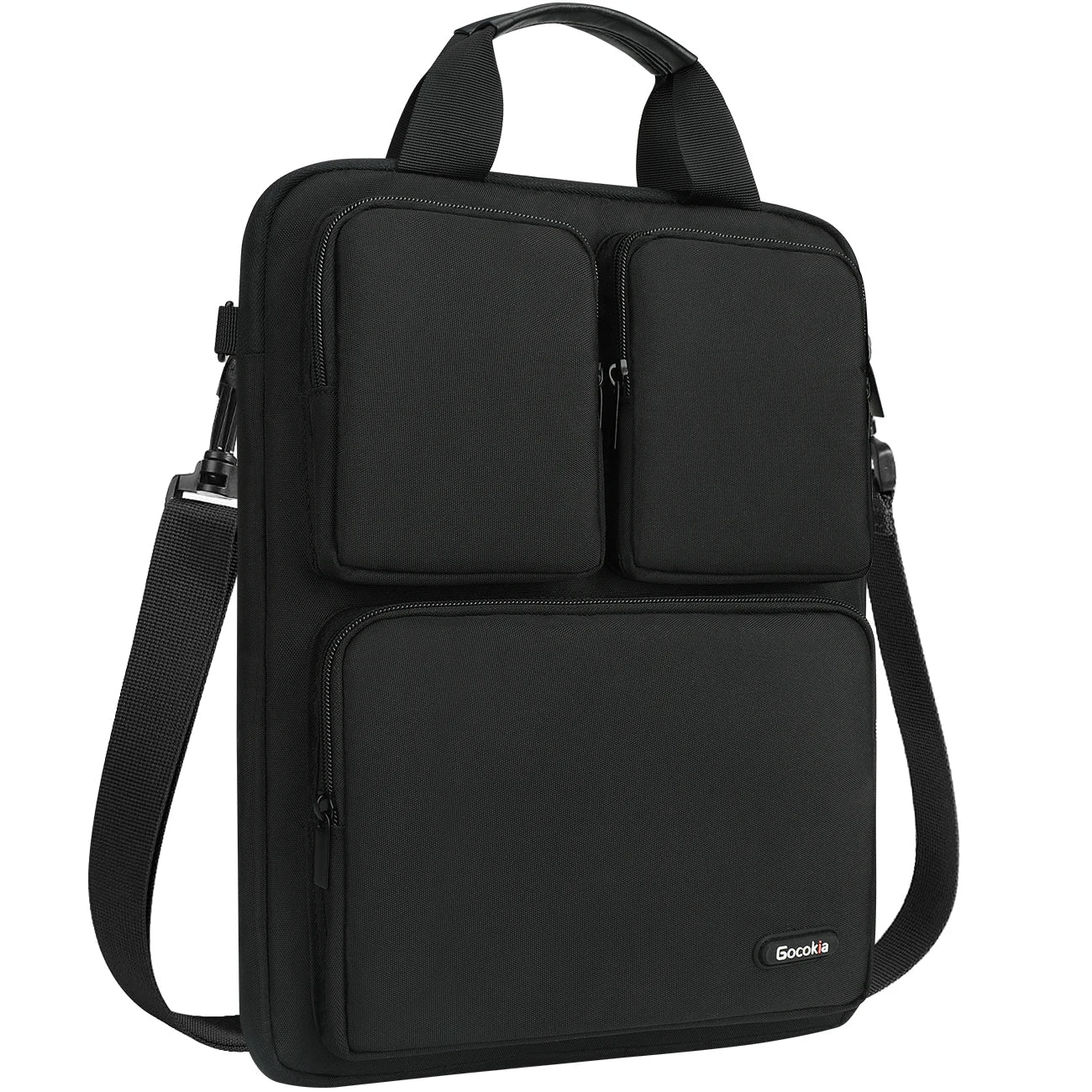 13.3-inch vertical black laptop bag with multiple pockets, suitable for organizing documents, tablet computer, inner bag, handba