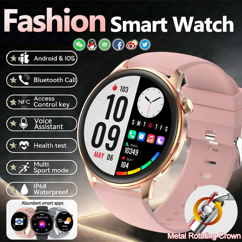 2026 New Smart Watch Women 466*466 AMOLED 1.43" HD Screen Always Display Time IP68 Waterproof Sports Bluetooth Call Smart Watch
