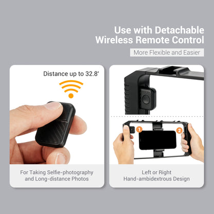 Smartphone Video Rig Cellphone Video Stabilizer Handheld Tripod Mount Hand Grip Filmmaking Vlog Shooting Case for iPhone Android