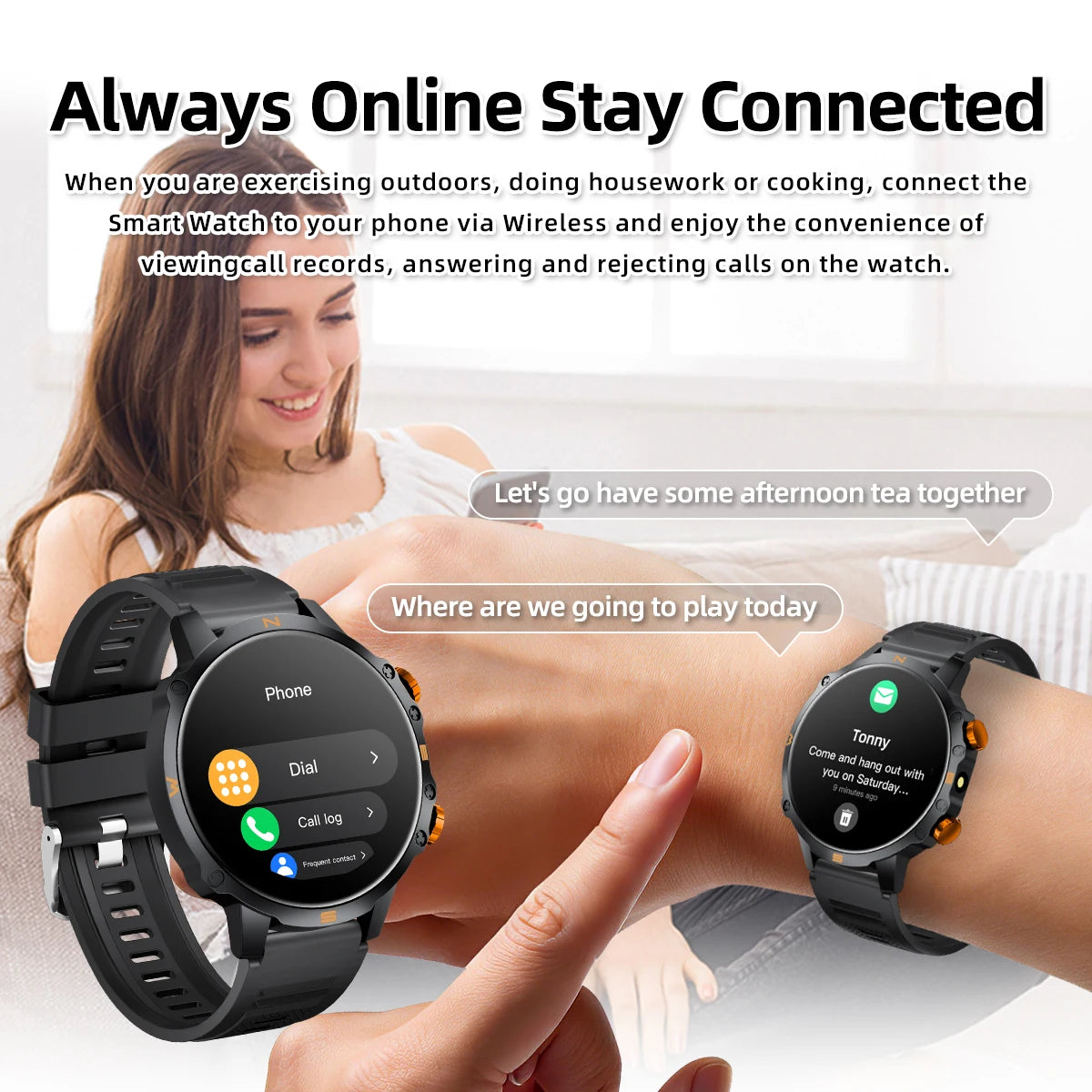 New Smart Watch 1.5''HD Screen Al Voice Assistant BT Call Message Push 100+Sport Fashion Smartwatch For Men Women Birthday Gift