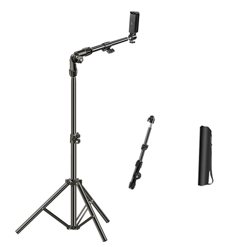Phone Tripod Adjustable Horizontal Overhead Tripod Cell Phone Tripod Stand for Video Recording