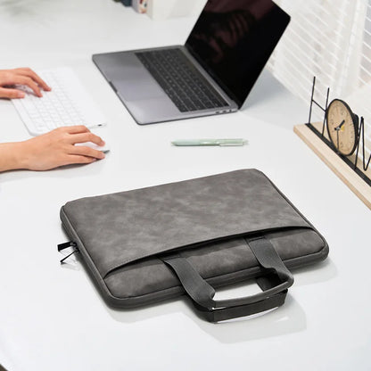 PU Lambskin Full Open Laptop Bag for 15-16 Inch Waterproof Shockproof Soft Touch Computer Bag