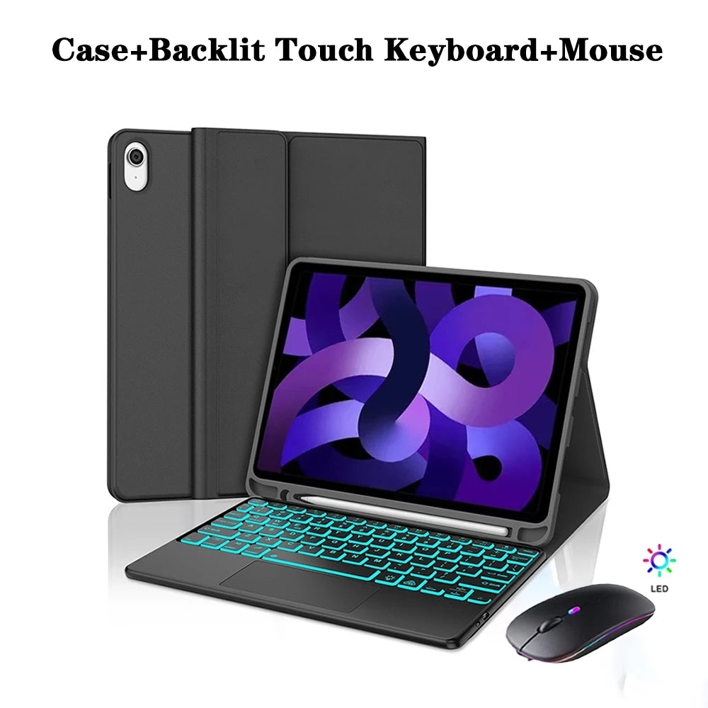 Tablet Case for iPad Air 11 inch(M2/M3/M4),Detachable Keyboard Case for iPad Air 4th/5th Gen 10.9 lnch with Case Pencil Holder