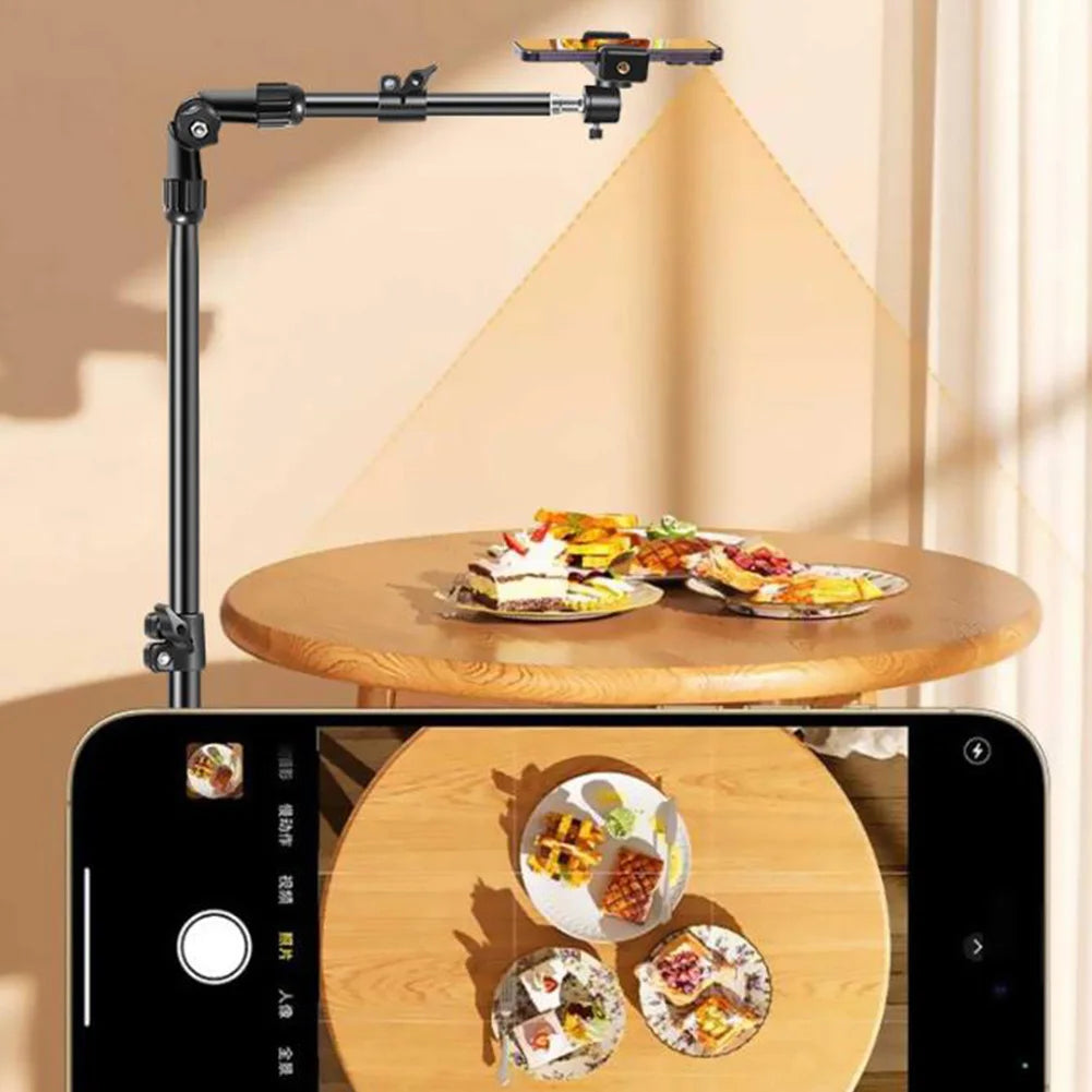 Phone Tripod Adjustable Horizontal Overhead Tripod Cell Phone Tripod Stand for Video Recording