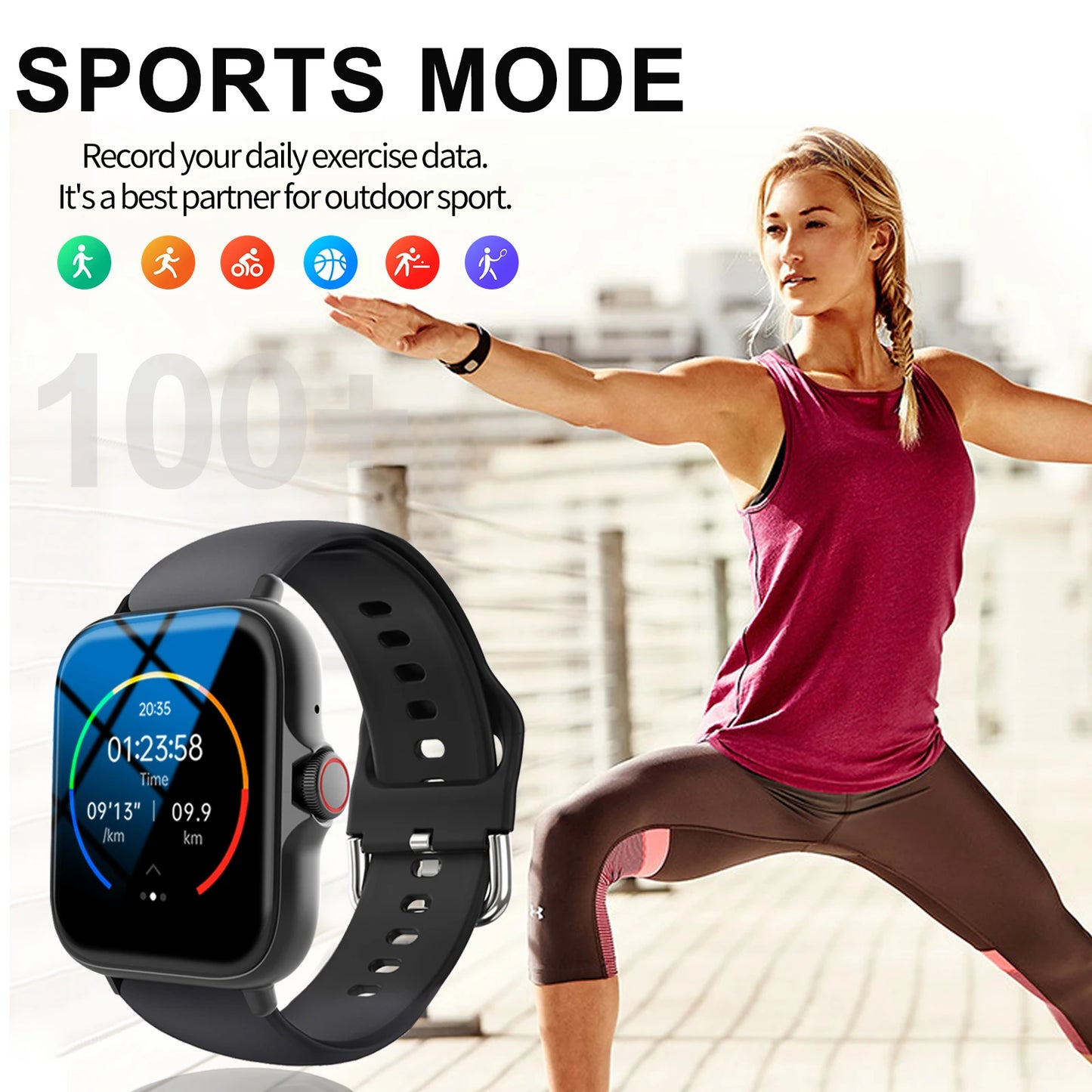 Smart watch, wireless calling /dial, Various APP Reminders,Suitable for men and women, sports watches,for iPhone/Andriod