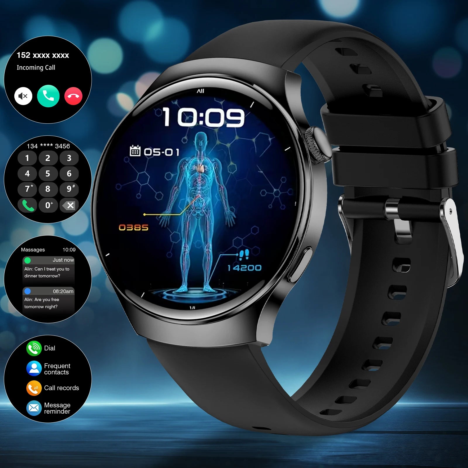 2025 Hot HD Touchscreen Smartwatch (Men Women): Wireless Calling, Camera, Music Control, Sport Modes, Alarm/SMS-Call Alert, Cust