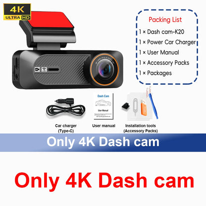 QOZ Dash Cam 4K Mini Car Dvr 2.5K Rear View Camera Support Dual Lens Built-in WIFI APP Control 24H Parking WDR Night Vision GPS