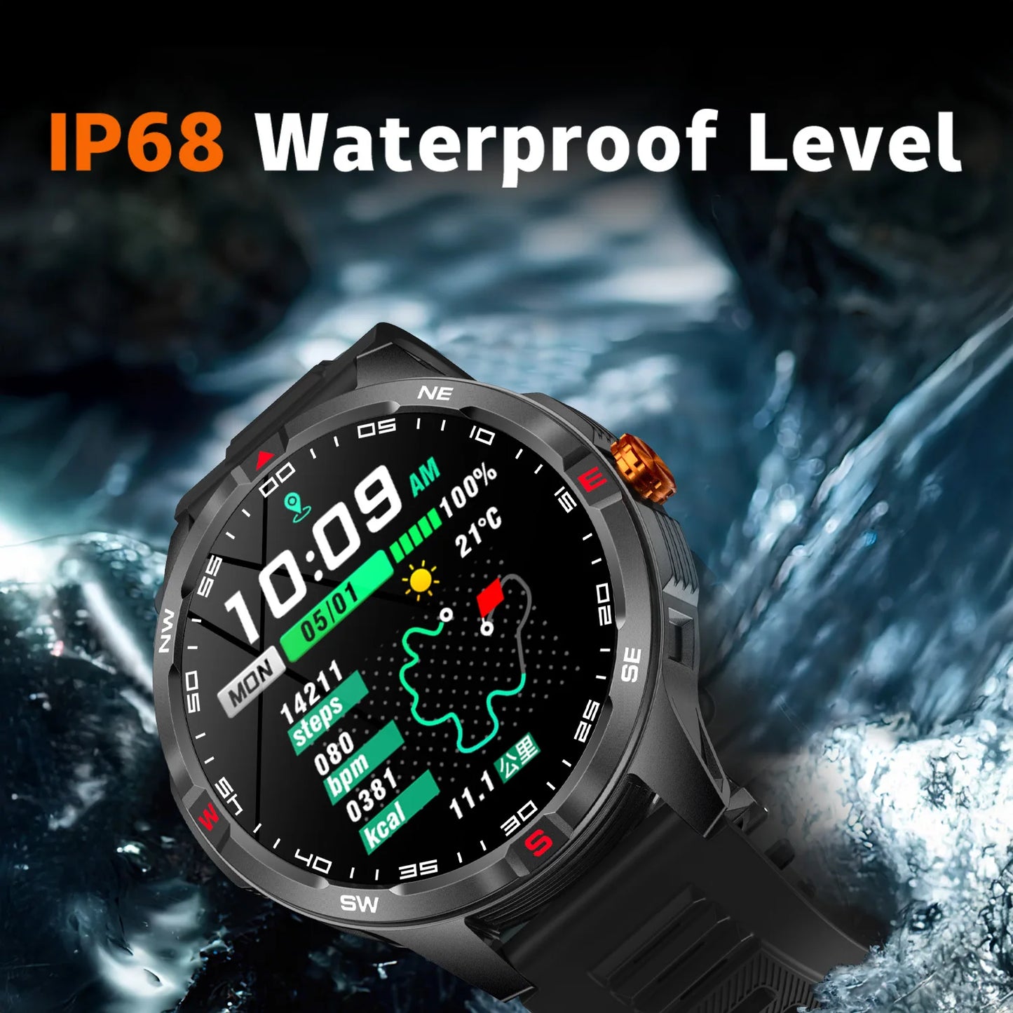 NEW Hot Smartwatch for Android/IOS Wireless Call Answer 1000mAh Battery Compass Sports Men Flashlight IP68 Waterproof 2026 Gifts
