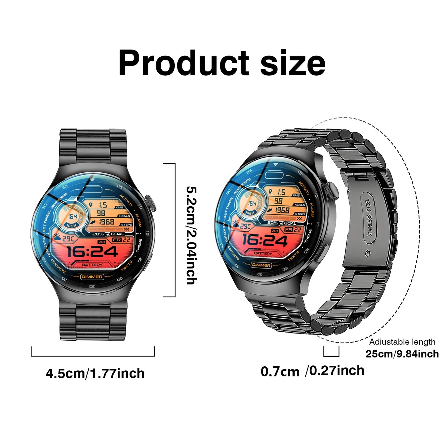 2025 Hot HD Touchscreen Smartwatch (Men Women): Wireless Calling, Camera, Music Control, Sport Modes, Alarm/SMS-Call Alert, Cust