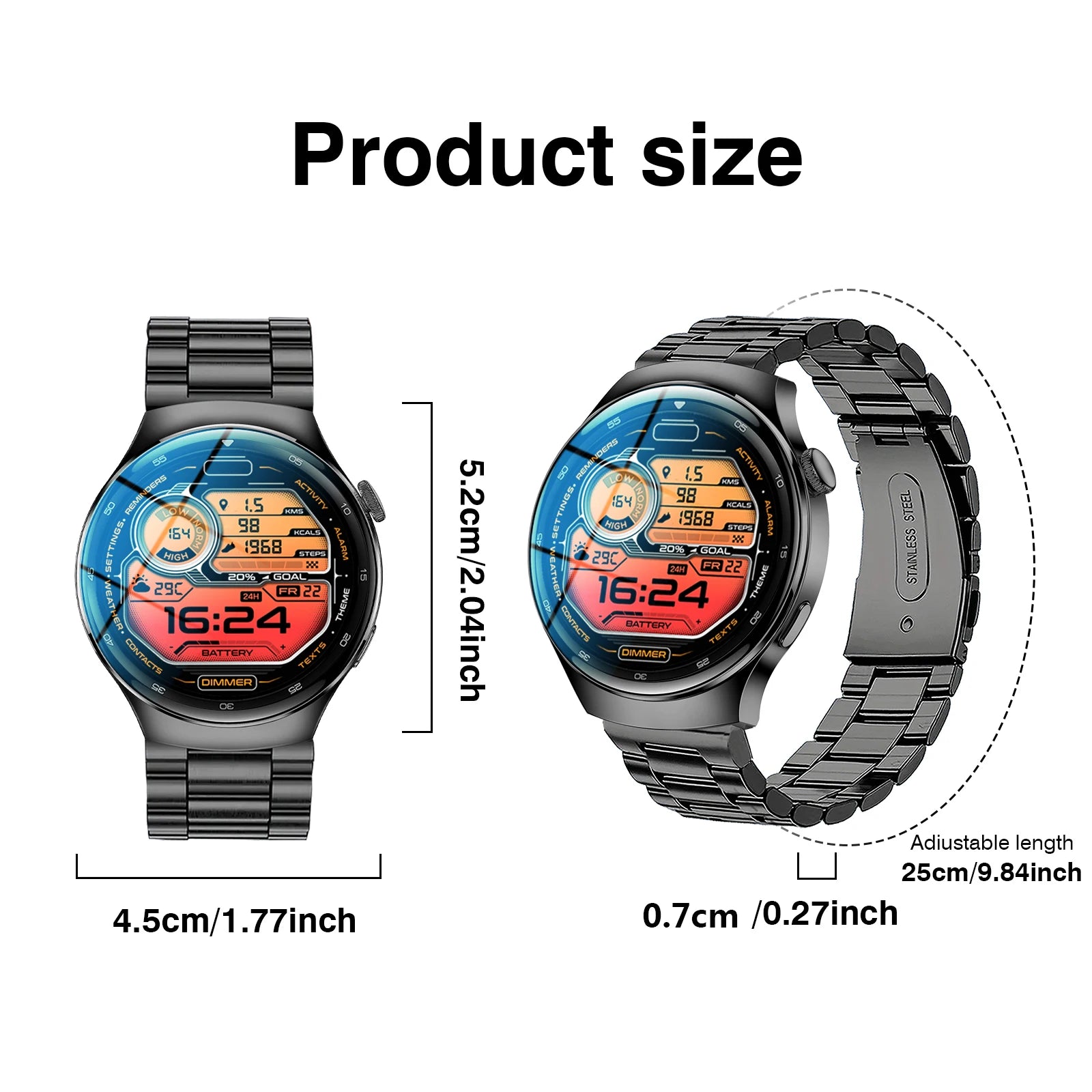 2025 Hot HD Touchscreen Smartwatch (Men Women): Wireless Calling, Camera, Music Control, Sport Modes, Alarm/SMS-Call Alert, Cust
