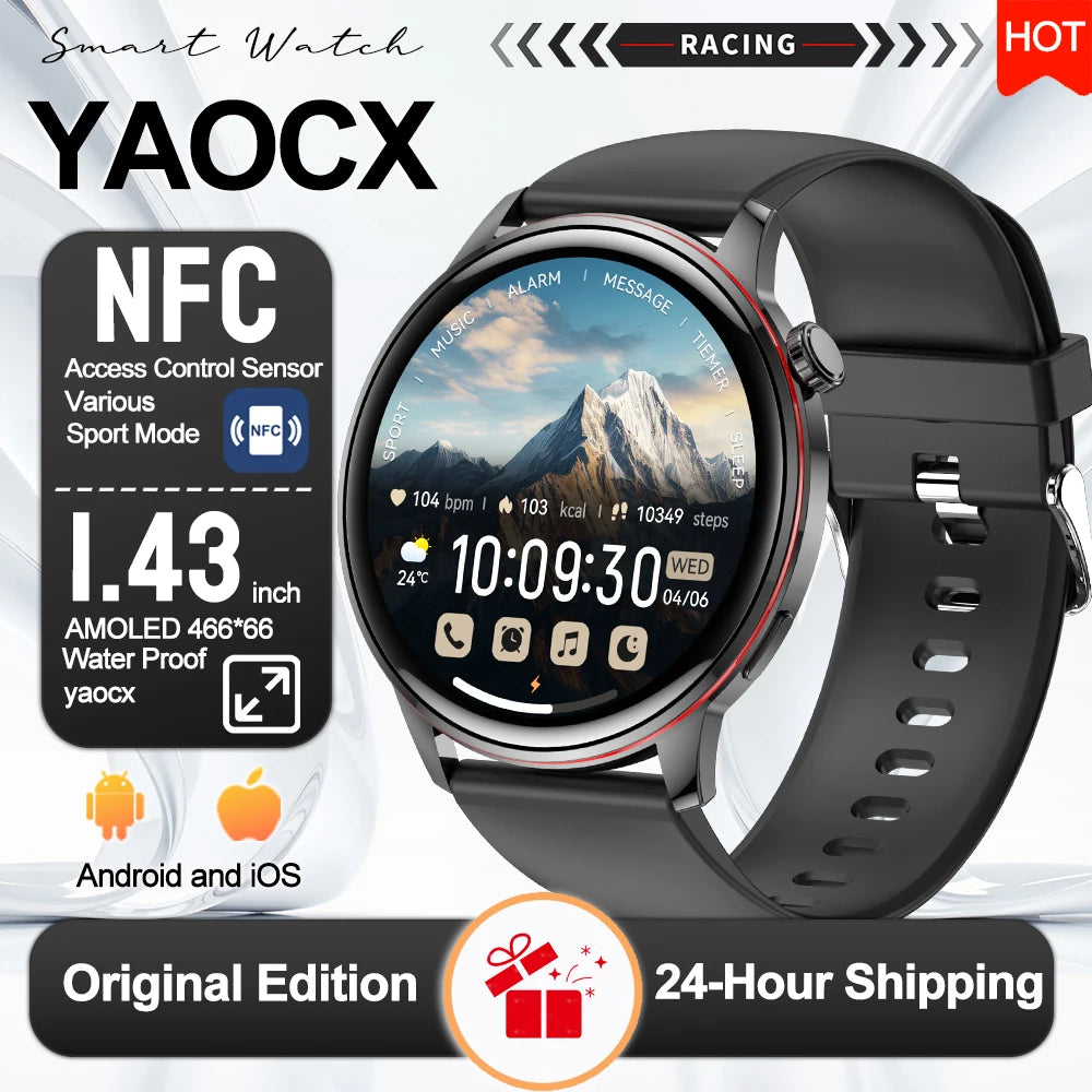 2026 New Smart Watch Women 466*466 AMOLED 1.43" HD Screen Always Display Time IP68 Waterproof Sports Bluetooth Call Smart Watch
