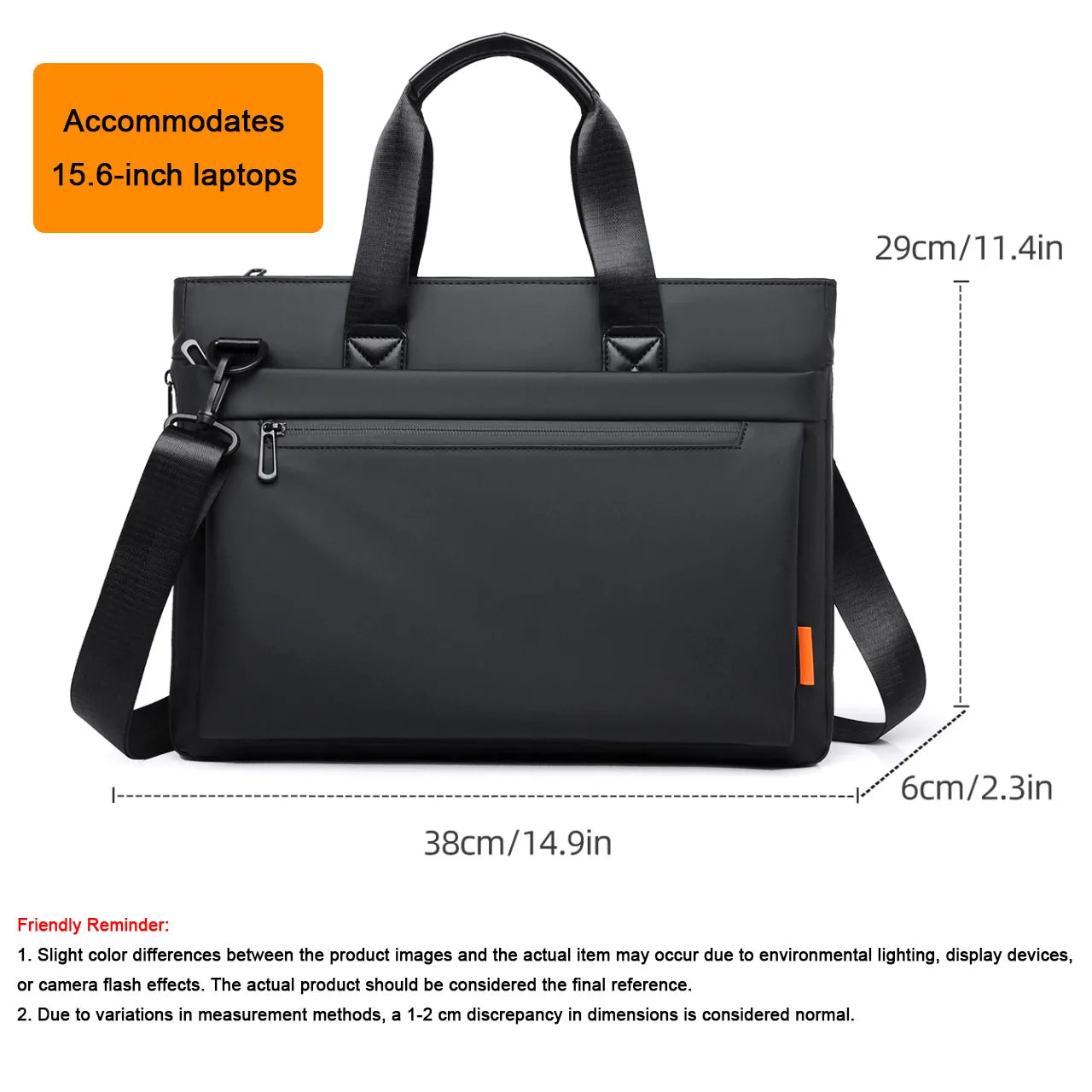Men's Business Commuter Laptop Bag 15.6-inch Large Capacity Multi-Compartment Men's Briefcase Water-Resistant Lightweight Should