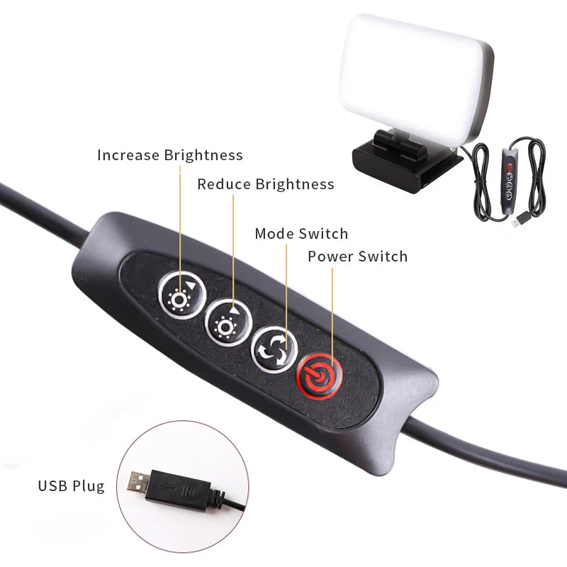 2026 Video Conference 6500K Portable LED Video Light Laptop Computer Webcam Light Zoom Call Lighting Clip for Live Streaming