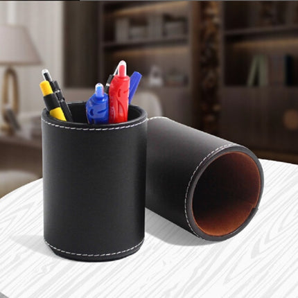 Faux Leather Leather Penholder Desk Supplies Organizer