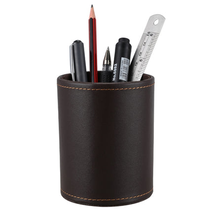 Faux Leather Leather Penholder Desk Supplies Organizer