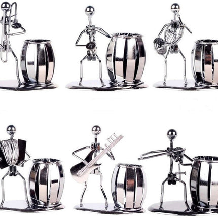 Iron Music Iron Man Brass Band Pen Holder Home Study Office Decoration Ornaments
