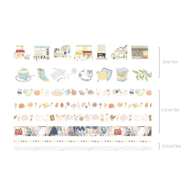 8 Roll / Box Paper Tape Basic Handbook Material Set Small Fresh Girl DIY Decorative Tape Antique Hand Account Sticker