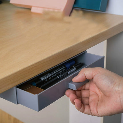 Hidden Drawer Storage Box Office Desk Bottom Paste Large Capacity Pen Case, Dark Blue, Light Blue, Pink, Gray