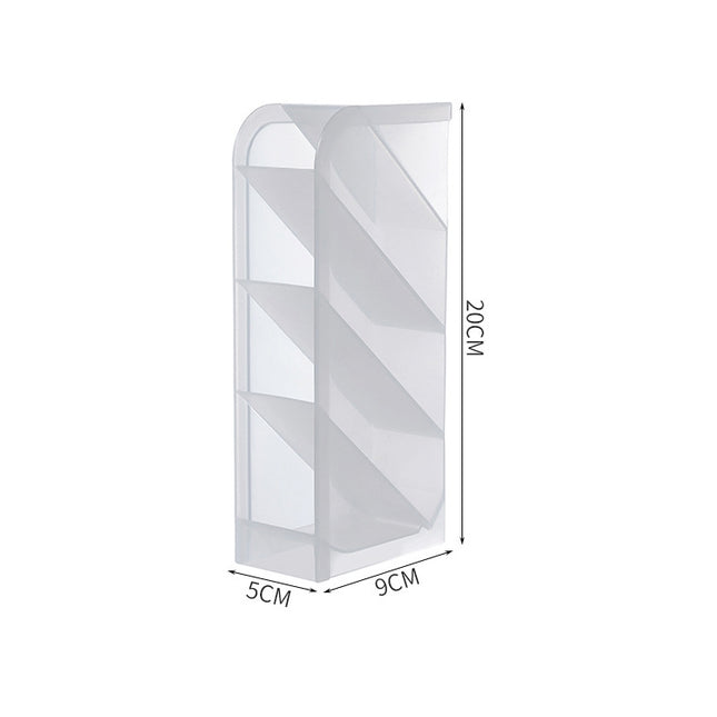 2 PCS Multi-function 4 Grid Desktop Pen Holder Office School Storage Case Clear Plastic Box Desk Pencil Organizer