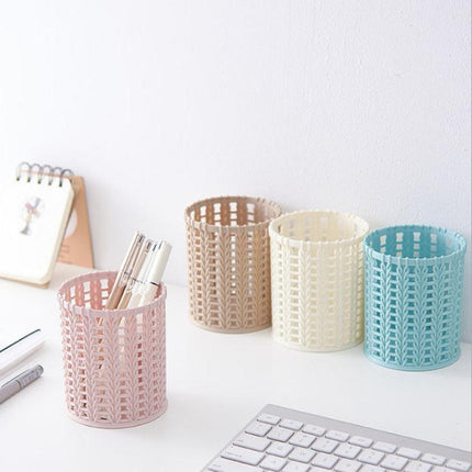 HH301 Office Organizer Desktop Hollow Cylinder Pen Storage Box Pencil Brush Pot Pen Holder Makeup Brush Plastic Container