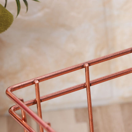 Rose Gold Metal Pen Holder Box Case Iron Art Receiving Basket Desk Stationery Office School Desk Supplies