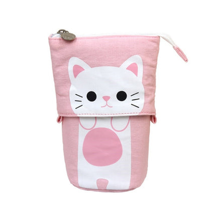 Corduroy Retractable Drop-Down Pencil Case Student Stationery Storage Bag