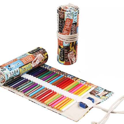 Handmade Canvas Pen Curtain Large-Capacity Pencil Case For Boys And Girls Color Pencil Sketch Stationery Box