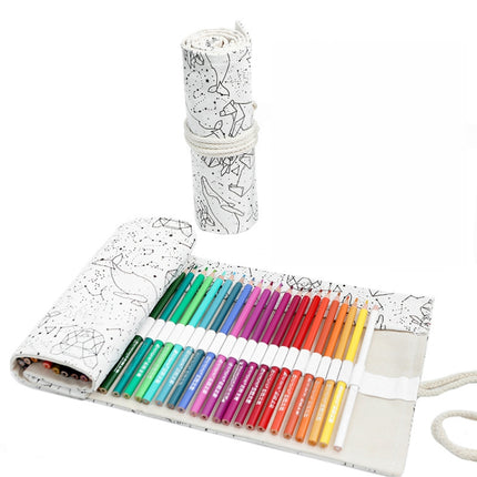 Handmade Canvas Pen Curtain Large-Capacity Pencil Case For Boys And Girls Color Pencil Sketch Stationery Box