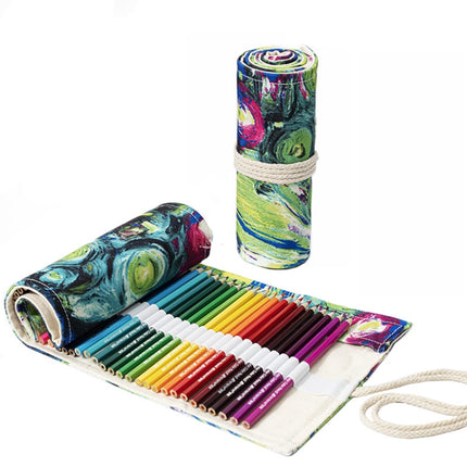 Handmade Canvas Pen Curtain Large-Capacity Pencil Case For Boys And Girls Color Pencil Sketch Stationery Box