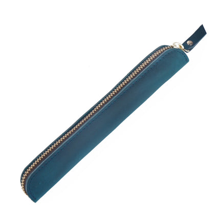 Retro Simple Leather Stylus Leather Zipper Pen Protection Case Crazy Horse Skin Mini Pen Case