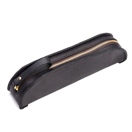 W-T18 Vintage Handmade Genuine Leather Zipper Pencil Case