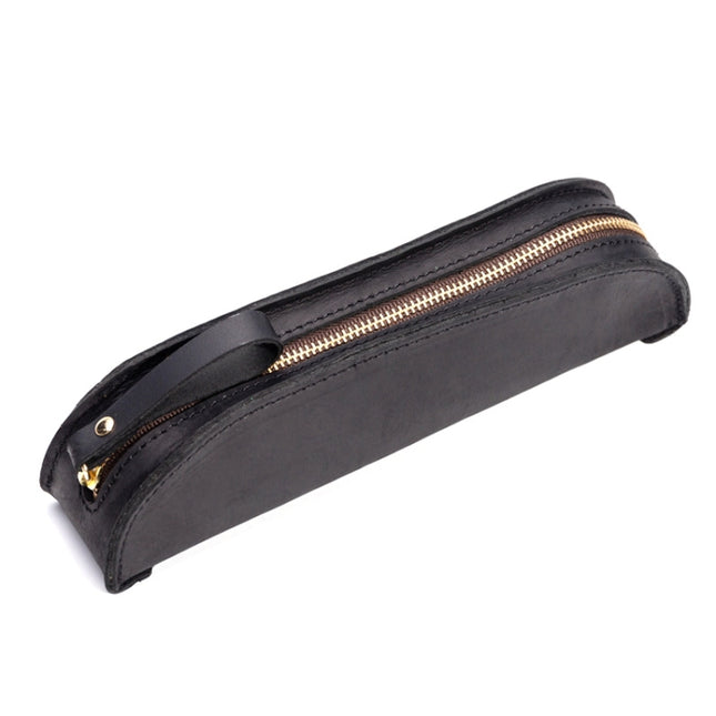 W-T18 Vintage Handmade Genuine Leather Zipper Pencil Case