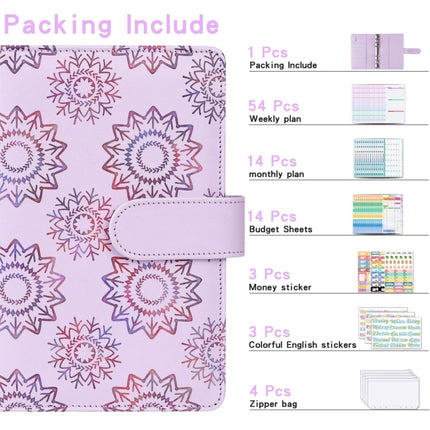 A6 Cash Budget Book Schedule Weekly Plan Monthly Plan Loose-leaf Notepad, White, Pink, Blue, Purple, Green