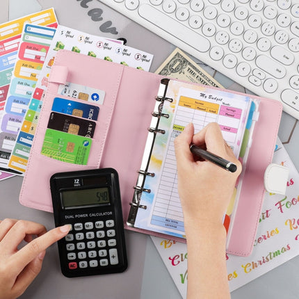 A6 Cash Budget Book Schedule Weekly Plan Monthly Plan Loose-leaf Notepad, White, Pink, Blue, Purple, Green