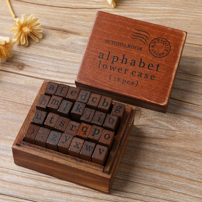E13 28PCS/Set Vintage Wooden Alphabet and Number Diary Handbook DIY Stamps