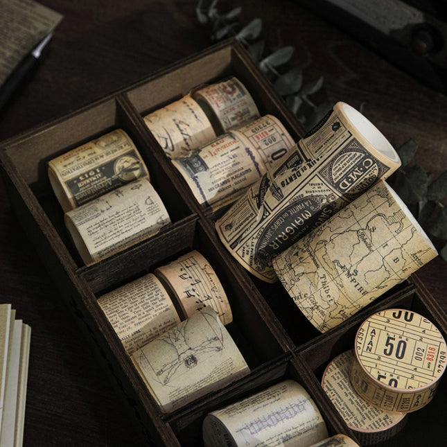 Retro Washi Tape for Journal Scrapbooking Diary Planners, Color: Newspaper Material, Coupon