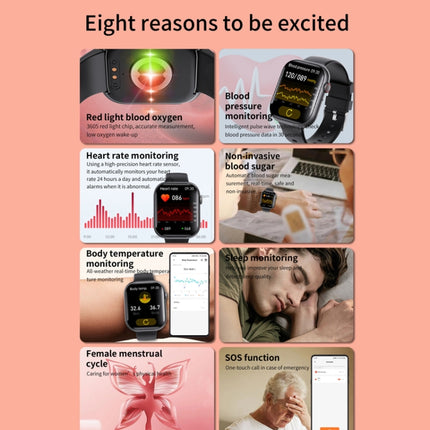 F70  2.1 Inch Screen Smart Watch With Blood Sugar/Blood Oxygen Monitoring /SOS Alarm/100+ Sports Modes