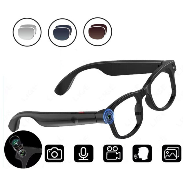 AIMB-G1 Smart Glasses with 5MP Camera & Real-Time AI Translation 1080P Stabilized Video, 3 Lens Kit