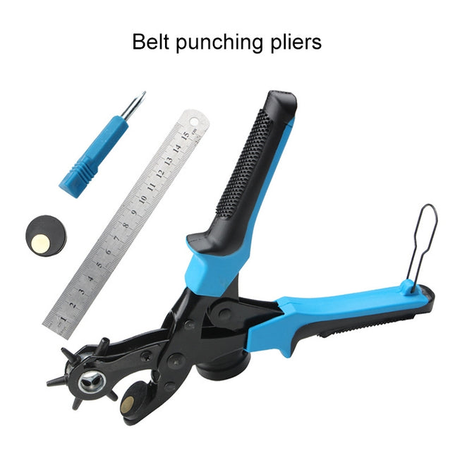 Multifunctional Belt Hole Puncher with 6 Holes Leather Hole Punch for Leather Belts Cards Paper Fabric