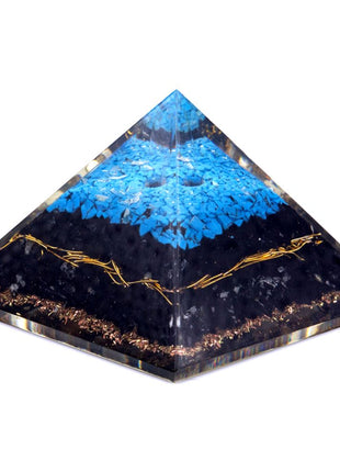 Orgonite Pyramid - Turqoise and Black Tourmaline - 70 mm