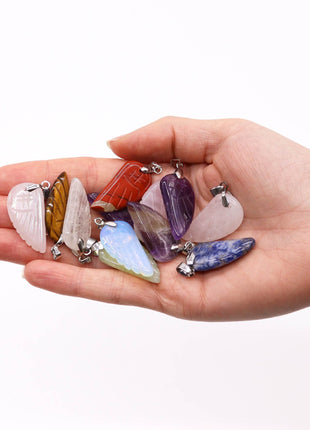 Gemstone Angel Wings Pendants (12 assorted)  28x15mm