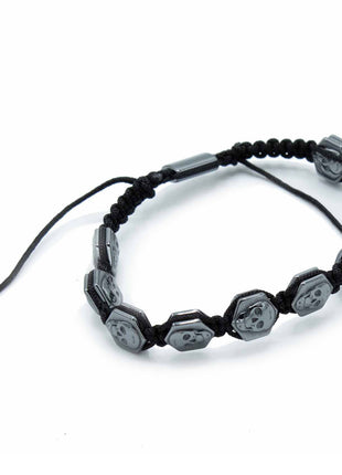 Magnetic Hematite Shamballa Bracelet -  Hexagon Skulls