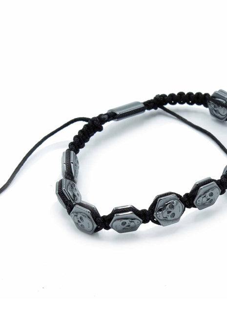 Magnetic Hematite Shamballa Bracelet -  Hexagon Skulls