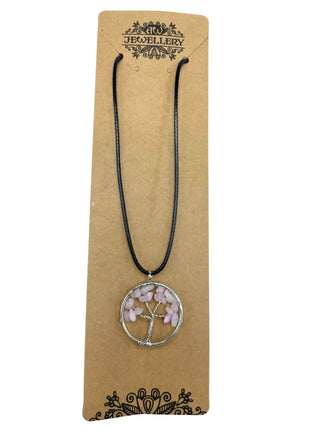 Tree of Life Pendant - Rose Quartz